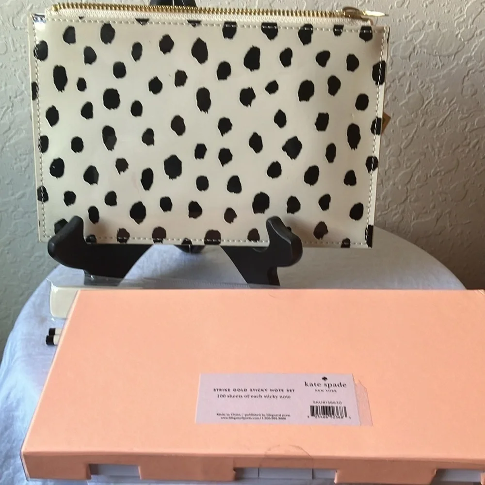 Kate Spade: Pencil Pouch & Strike Gold Sticky Note Set-Lot of 7